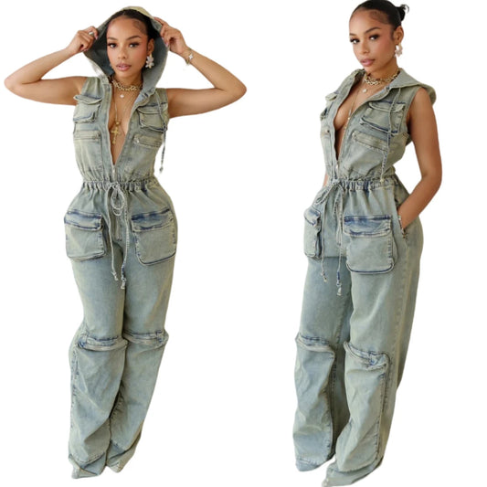 Denim Overalls Jumpsuit Romper