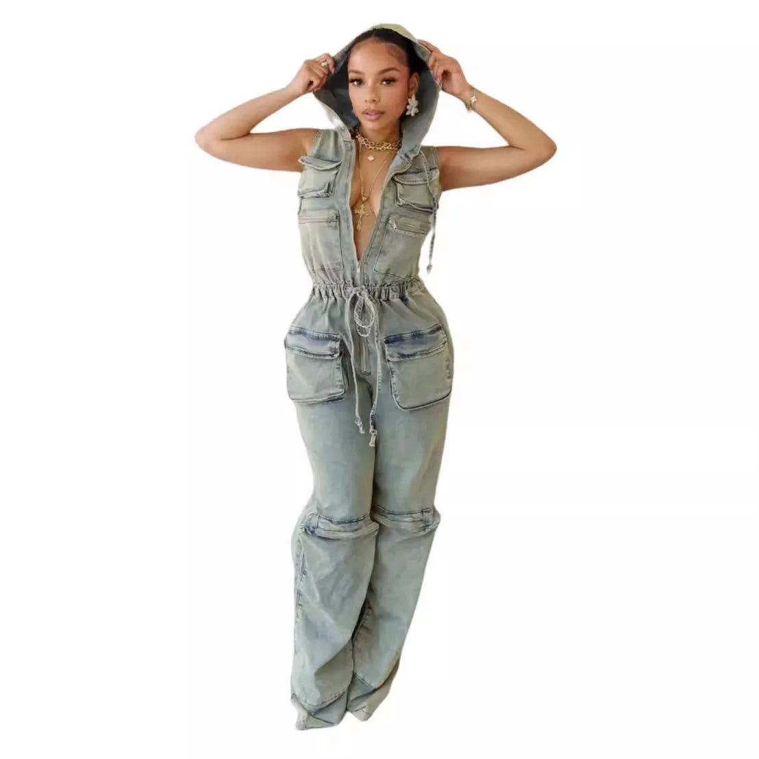 Denim Overalls Jumpsuit Romper