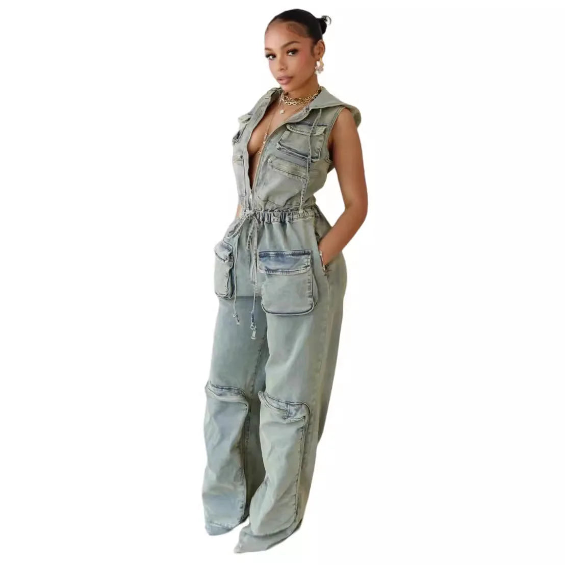 Denim Overalls Jumpsuit Romper